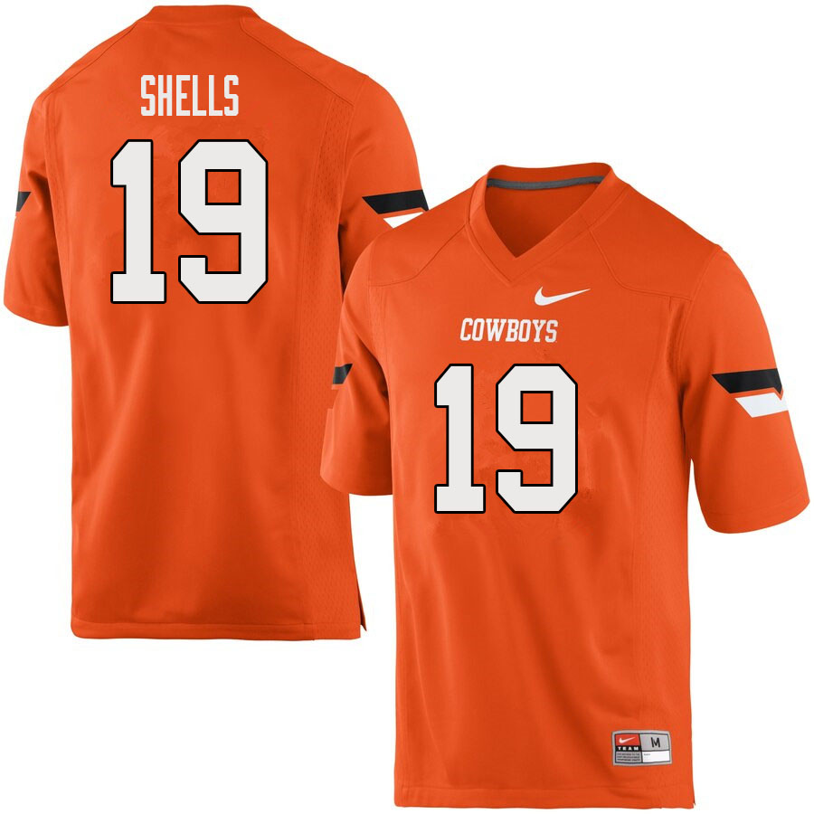 Men #19 Jalen Shells Oklahoma State Cowboys College Football Jerseys Sale-Orange